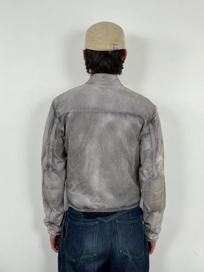 2000s Armani White & Grey Eroded Jacket - Image 3
