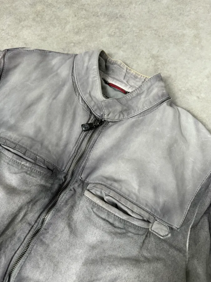 2000s Armani White & Grey Eroded Jacket - Image 5