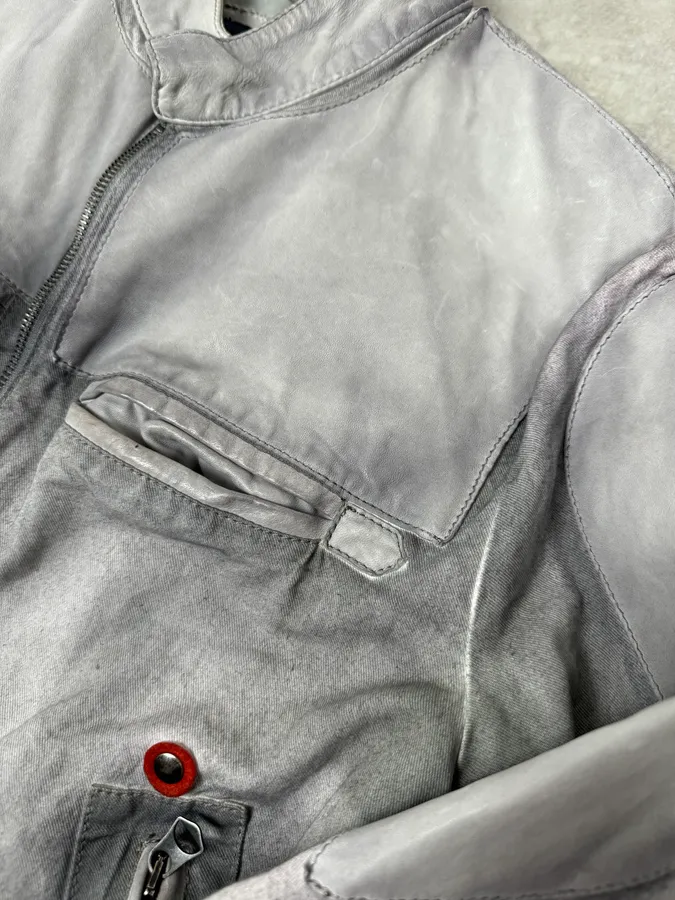 2000s Armani White & Grey Eroded Jacket - Image 6