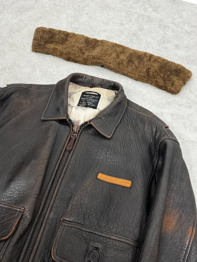 2000s Avirex Brown Pilot Aviator Bomber Jacket - Image 5