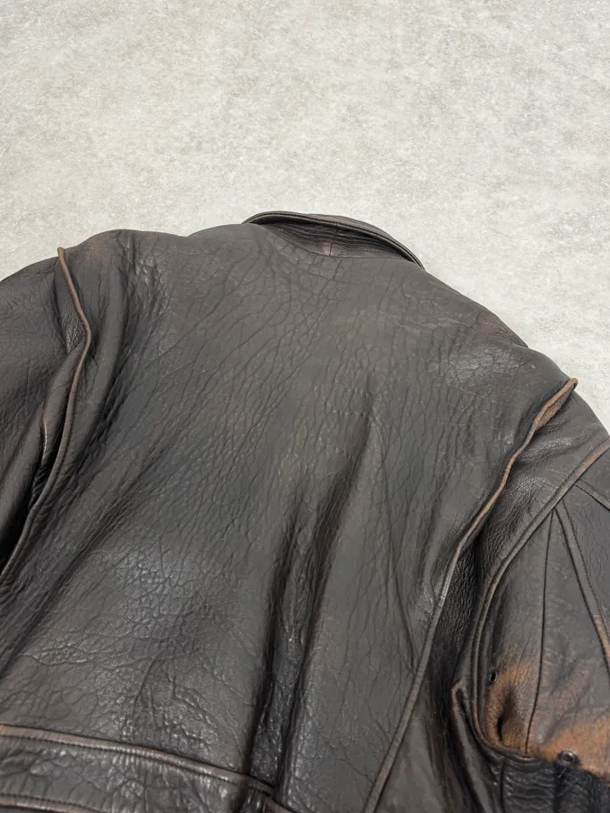 2000s Avirex Brown Pilot Aviator Bomber Jacket - Image 6