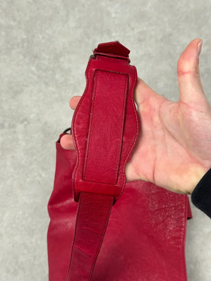 2000s Balenciaga City Red Leather Shoulder Bag - Image 13