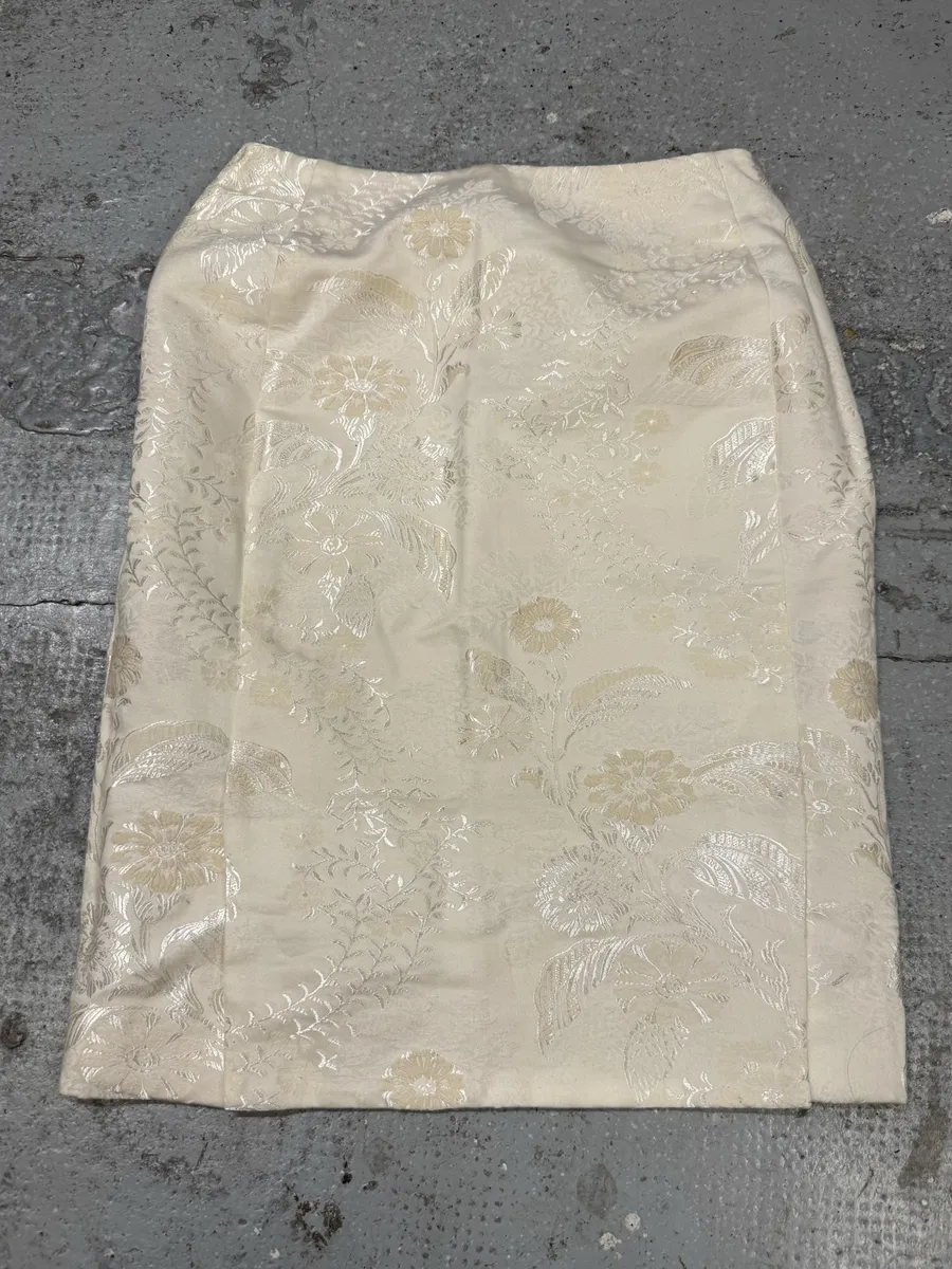 2000s Balenciaga Flowers Cream Beige Skirt - Image 2