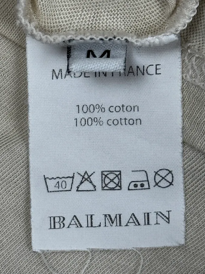 2000s Balmain Beige Medieval Eagle Print T-Shirt - Image 9