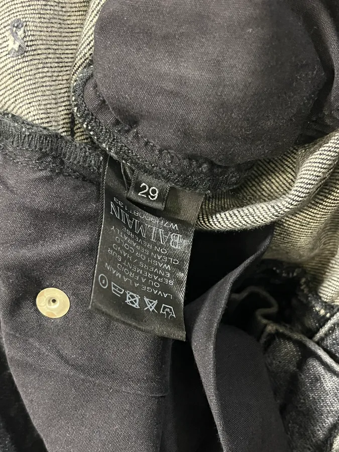 2000s Balmain Black Faded Slim Denim Jeans - Image 10