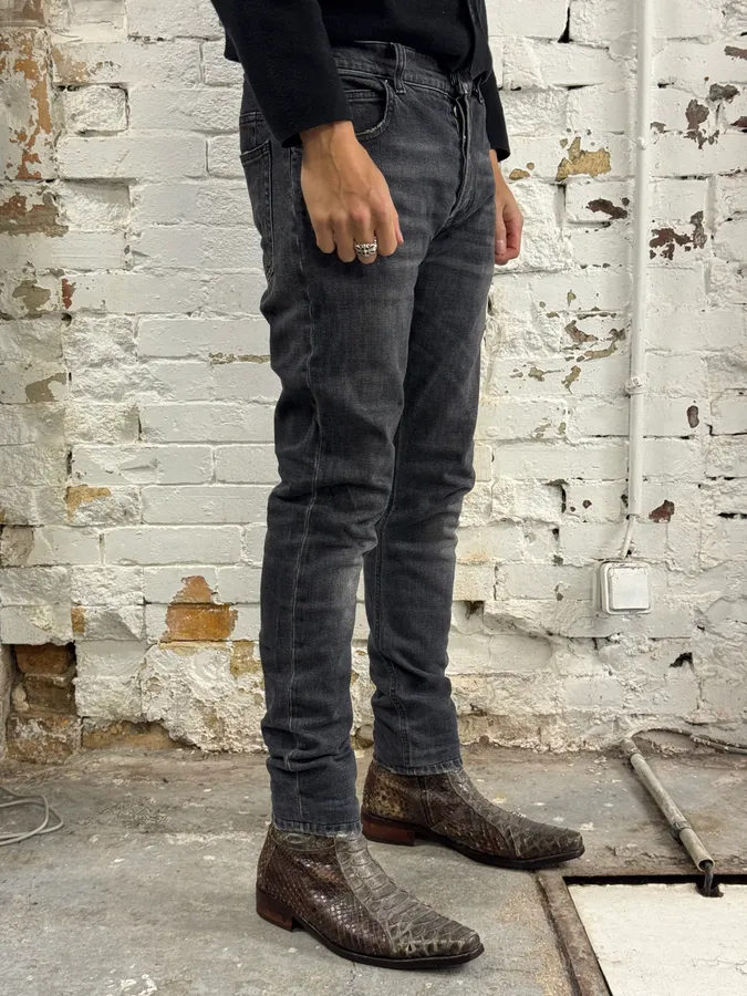 2000s Balmain Black Faded Slim Denim Jeans - Image 3