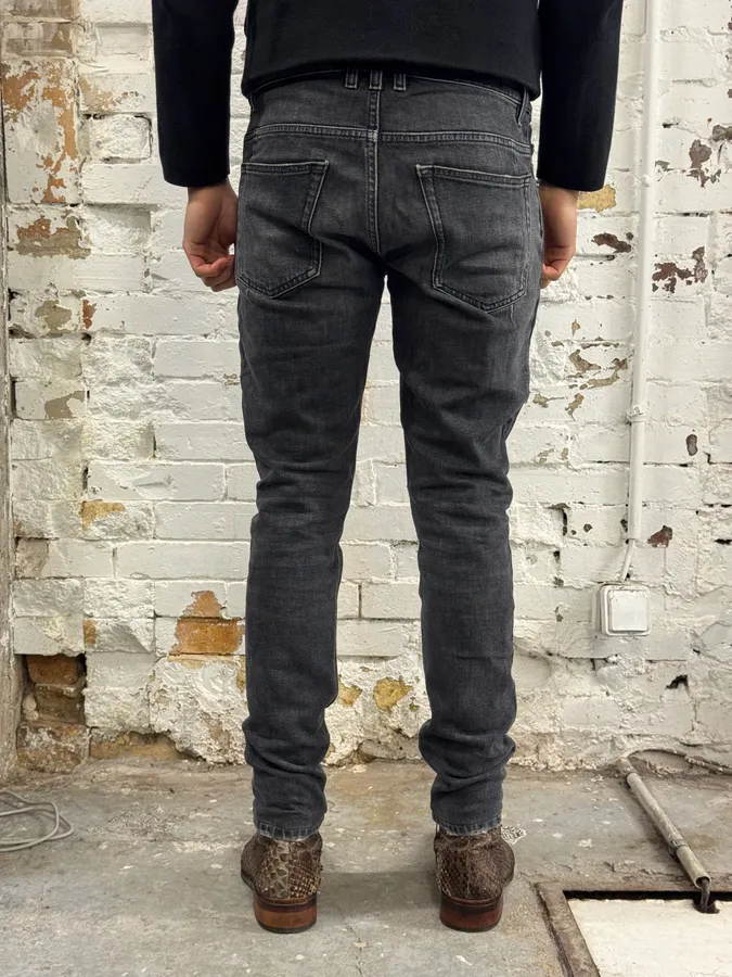 2000s Balmain Black Faded Slim Denim Jeans - Image 4