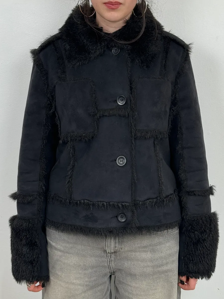 2000s Balmain Black Faux Fur Classy Jacket - Image 2
