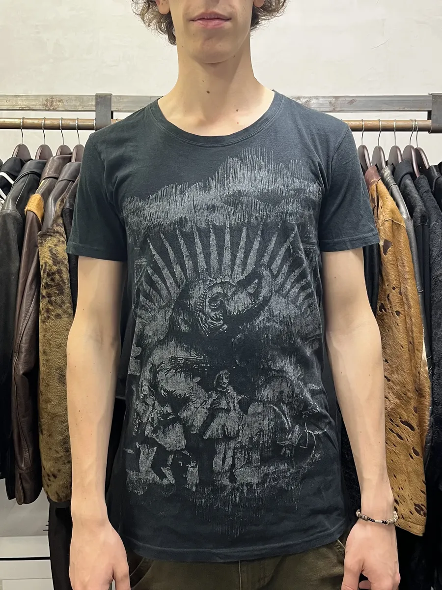 2000s Balmain Black Graphic Elephant T-Shirt - Image 3