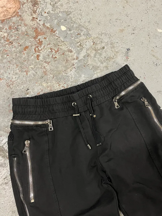 2000s Balmain Full Zip Black Joggers - Image 6