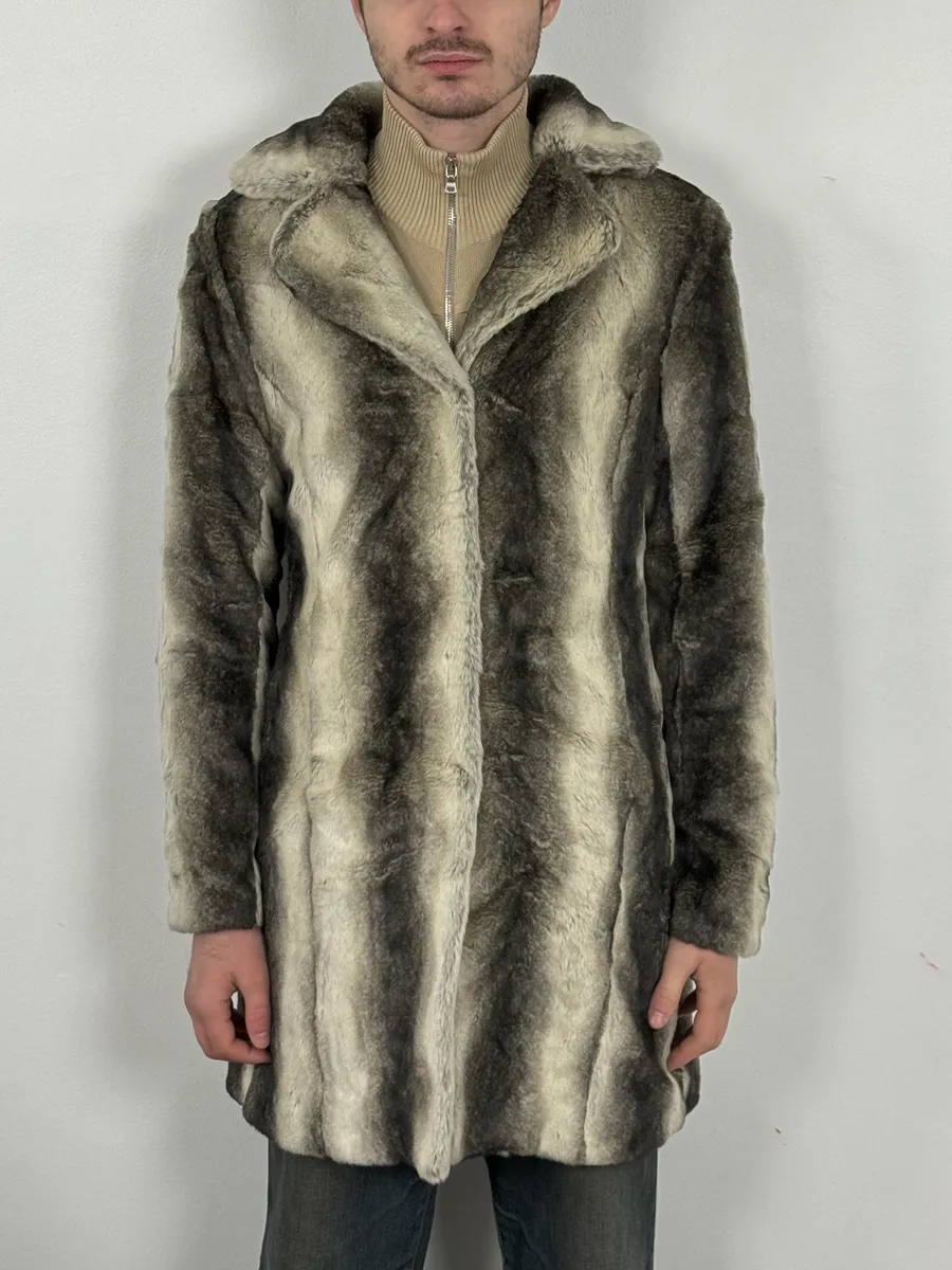 2000s Balmain Gradient Sand Long Fur Coat - Image 2