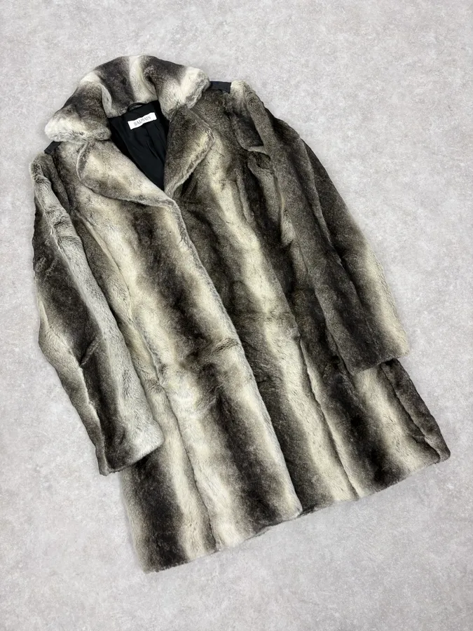 2000s Balmain Gradient Sand Long Fur Coat - Image 4