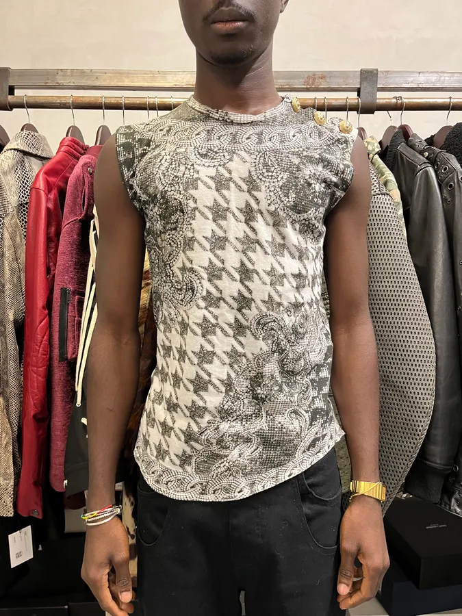 2000s Balmain Prestigious Grey Tank Top