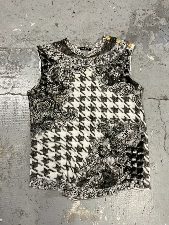 2000s Balmain Prestigious Grey Tank Top - Image 2