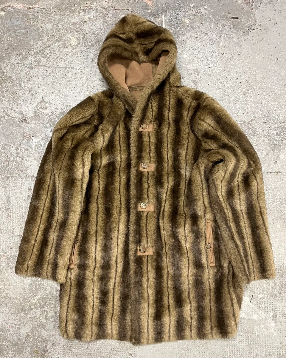 2000s Balmain Reversible Camel Leather Fake Fur Jacket