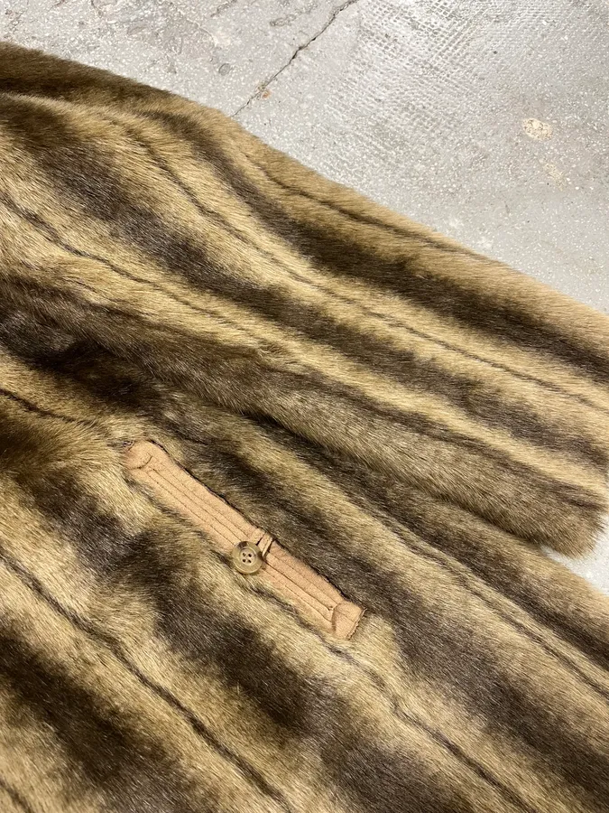 2000s Balmain Reversible Camel Leather Fake Fur Jacket - Image 10