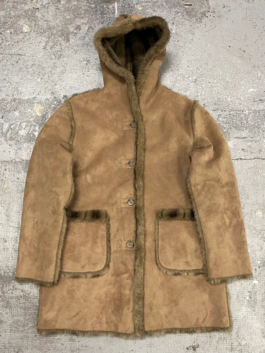 2000s Balmain Reversible Camel Leather Fake Fur Jacket - Image 2