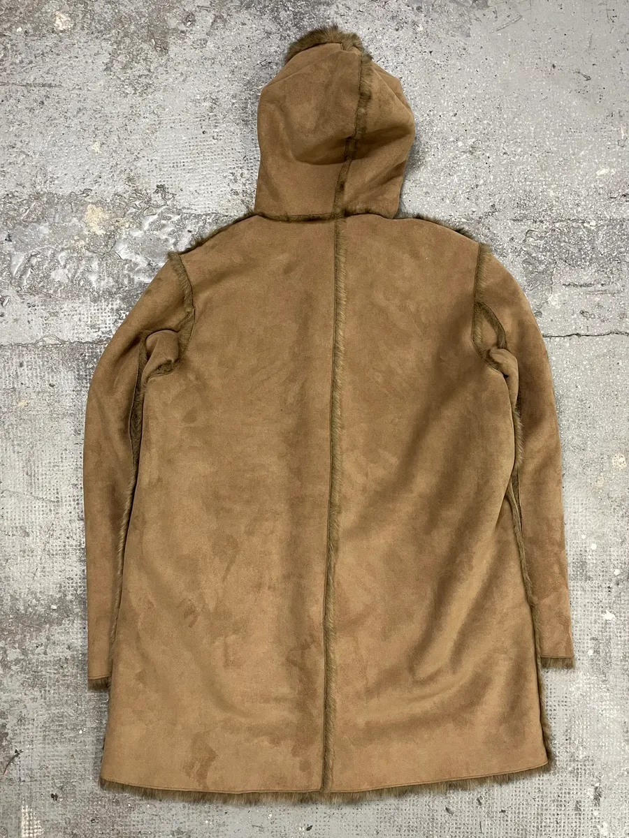 2000s Balmain Reversible Camel Leather Fake Fur Jacket - Image 8