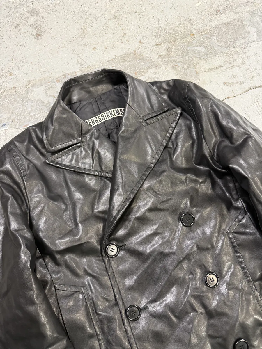 2000s Bikkembergs Black Faux Leather Buttoned Jacket - Image 5