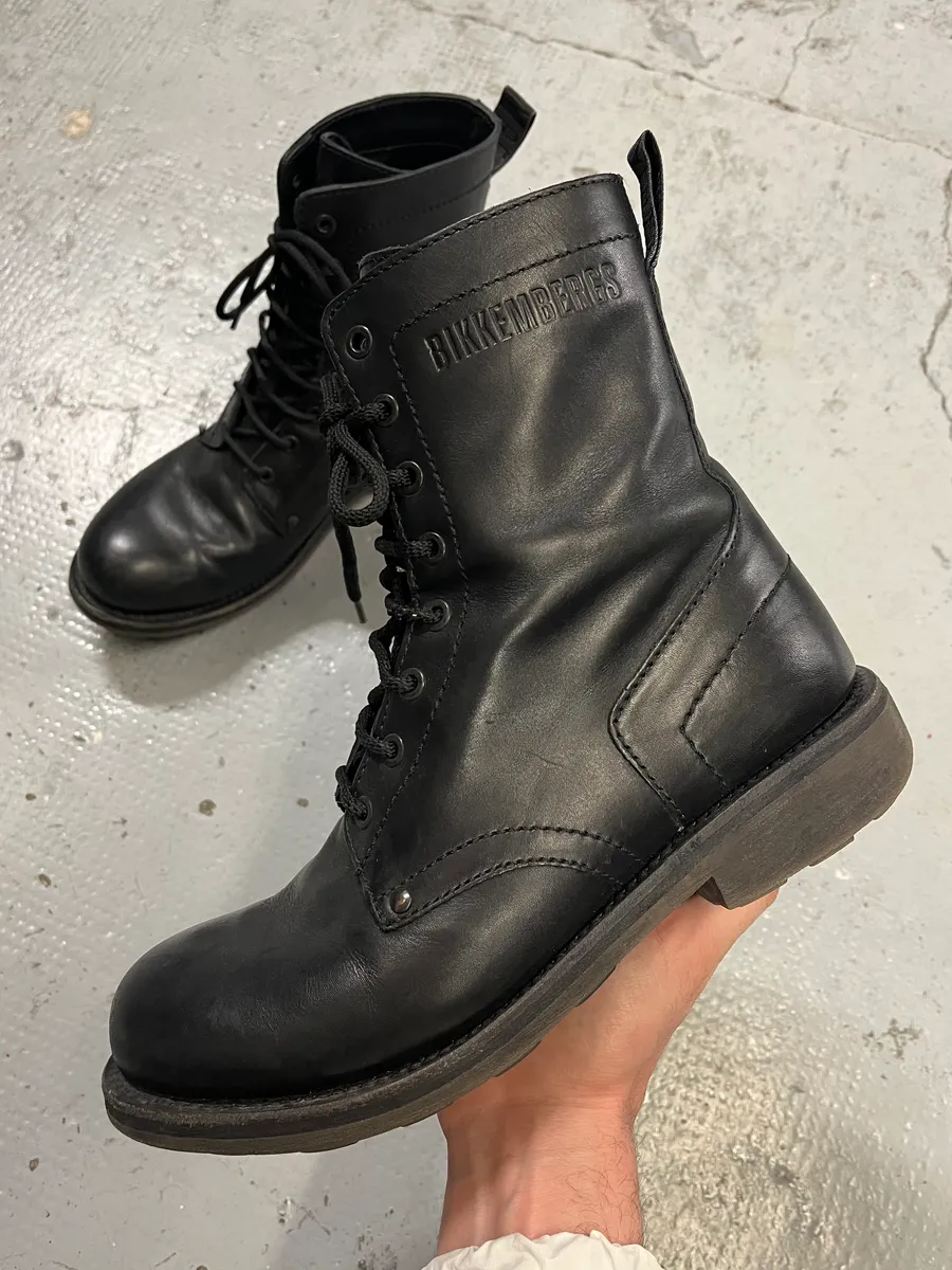 2000s Bikkembergs Black Leather Lace Up Boots