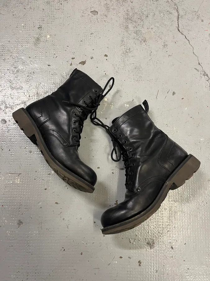 2000s Bikkembergs Black Leather Lace Up Boots - Image 3