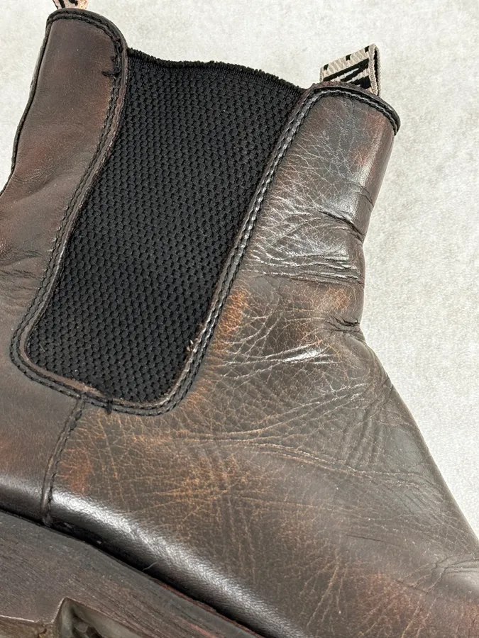 2000s Bikkembergs Brown Faded Leather Ankle Boots - Image 4