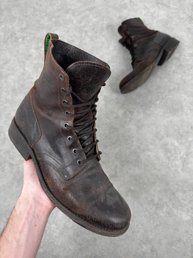 2000s Bikkembergs Brown Leather Army Boots