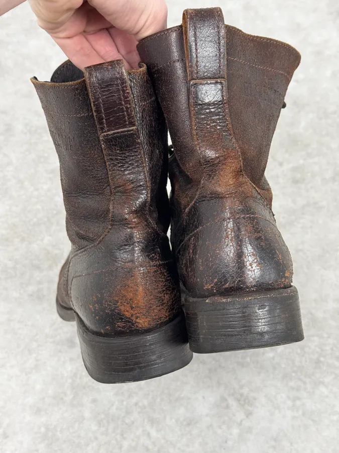 2000s Bikkembergs Brown Leather Army Boots - Image 4