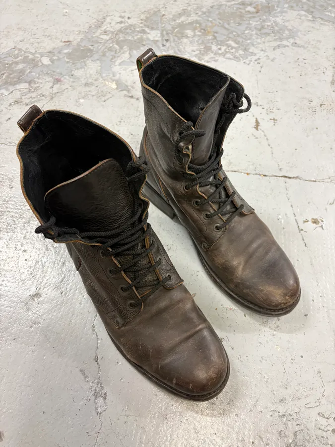 2000s Bikkembergs Dark Brown Leather Combat Boots - Image 4