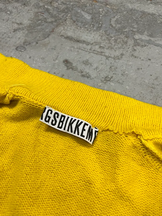 2000s Bikkembergs Yellow Wool Zip-Up Sweater - Image 8