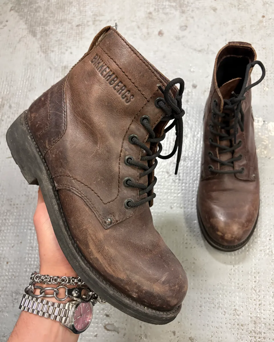 2000s Bikkembers Brown Eroded Leather Boots