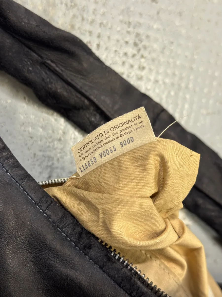 2000s Bottega Veneta Black Leather Intrecciato Hobo Bag - Image 14