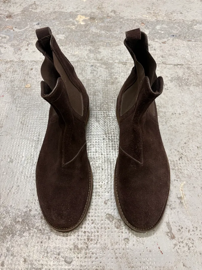 2000s Bottega Veneta Black Suede Leather Ankle Boots - Image 2