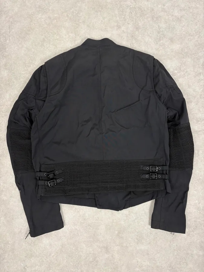 2000s Burberry Black Asymmetrical Nylon Biker Jacket - Image 6