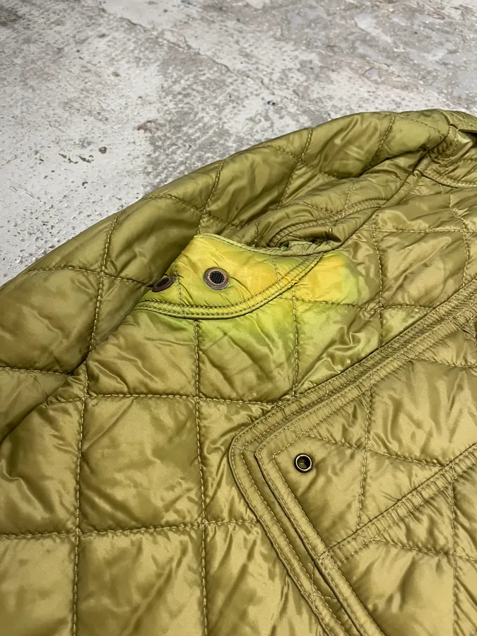 2000s Burberry Green Asymmetrical Quilted Puffer Jacket - Image 6