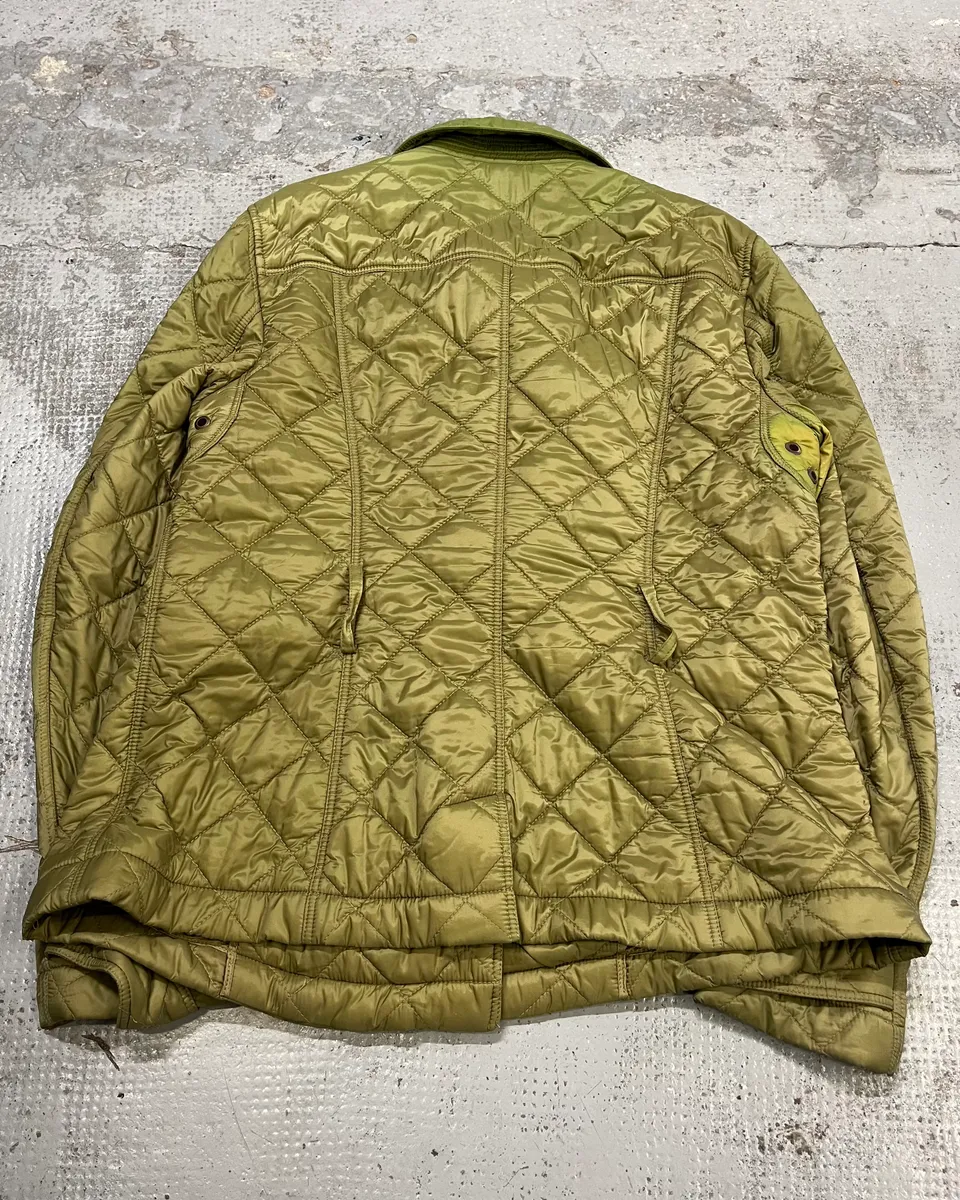 2000s Burberry Green Asymmetrical Quilted Puffer Jacket - Image 9