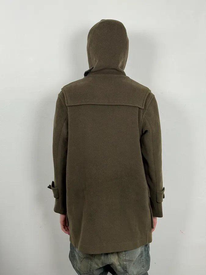 2000s Burberry Khaki Hooded Wool Jacket - Image 3