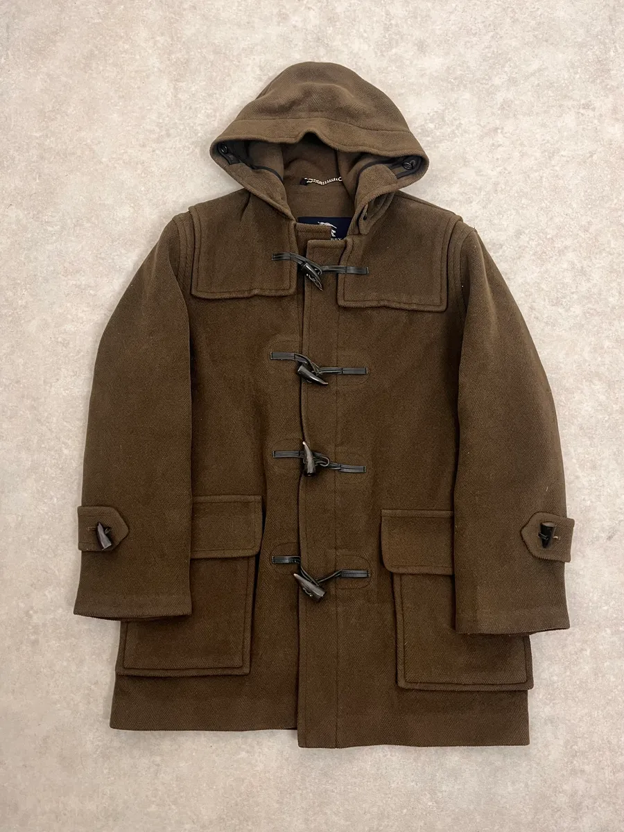 2000s Burberry Khaki Hooded Wool Jacket - Image 4
