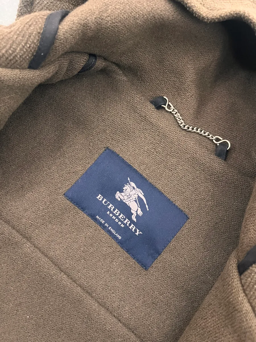 2000s Burberry Khaki Hooded Wool Jacket - Image 9
