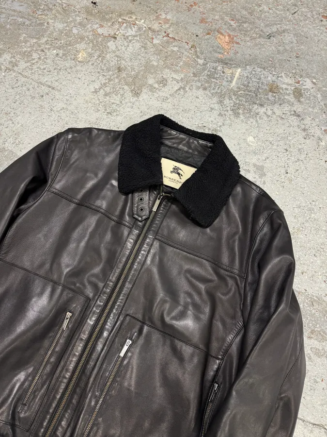 2000s Burberry London Black Premium Leather Jacket - Image 4