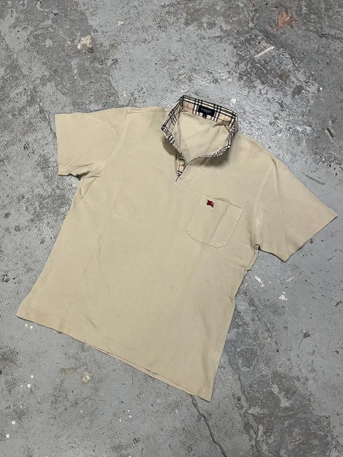 2000s Burberry Tartan Check Beige Polo - Image 5