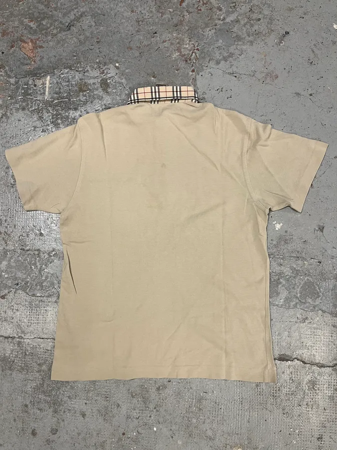 2000s Burberry Tartan Check Beige Polo - Image 6