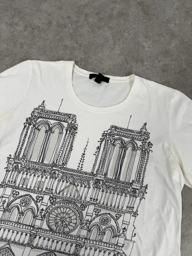 2000s Burberry White Notre-Dame Print T-Shirt - Image 5