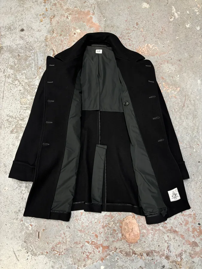 2000s C.P. Company Black Wool Double-Breasted Coat - Image 7