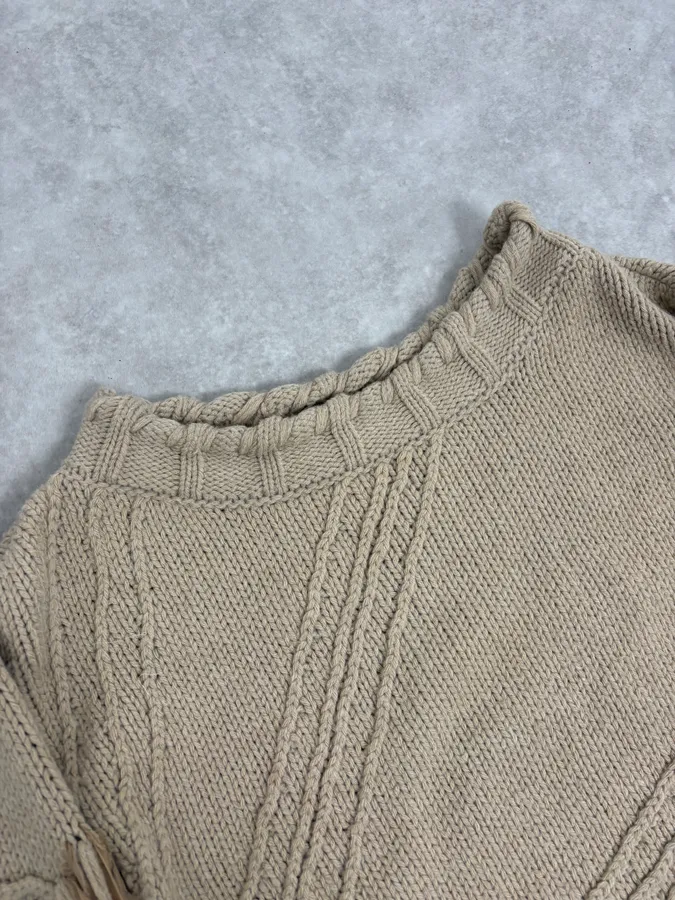 2000s Cavalli 3D Flowers Beige Knit Sweater - Image 5