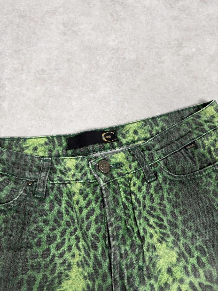 2000s Cavalli Acid Green Leopard Pants - Image 9