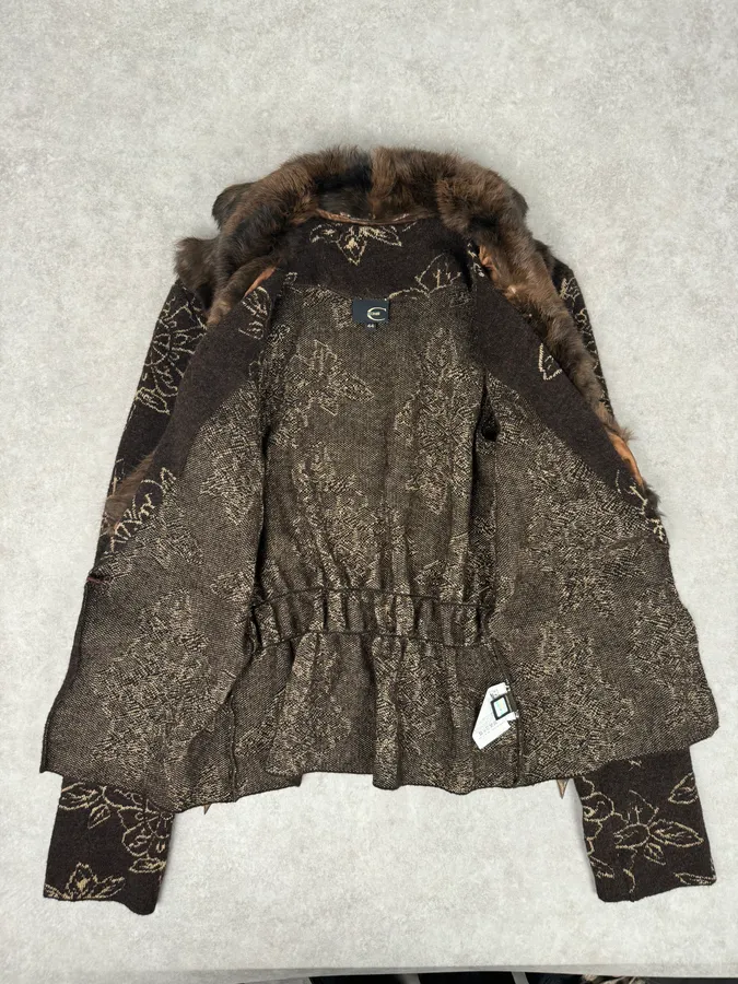 2000s Cavalli Alpaca Fur Collar Brown Cardigan Sweater - Image 7