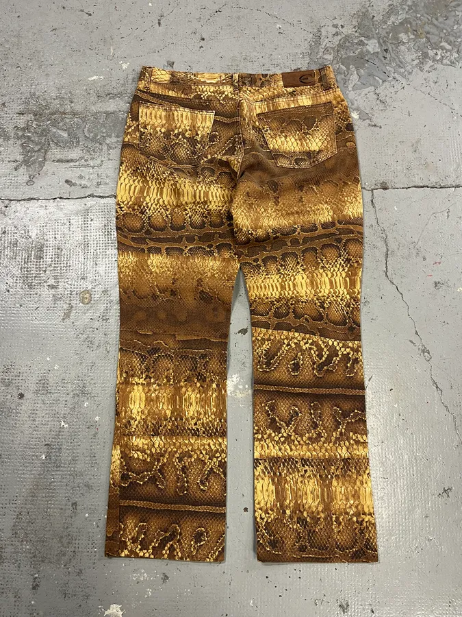 2000s Cavalli Anaconda Snake Effect Brown Pants - Image 8