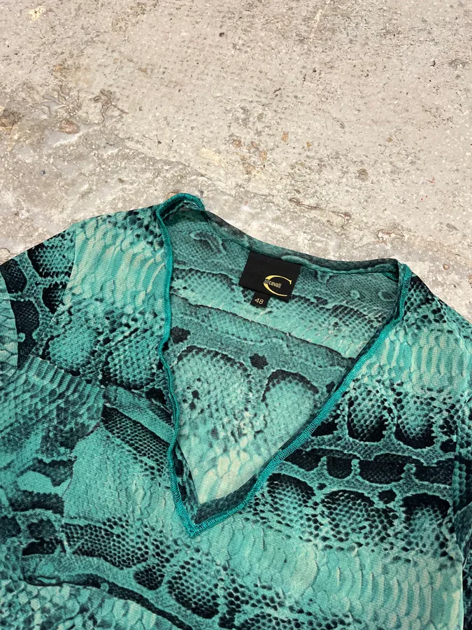 2000s Cavalli Anaconda Snake Green Longsleeves Top - Image 3
