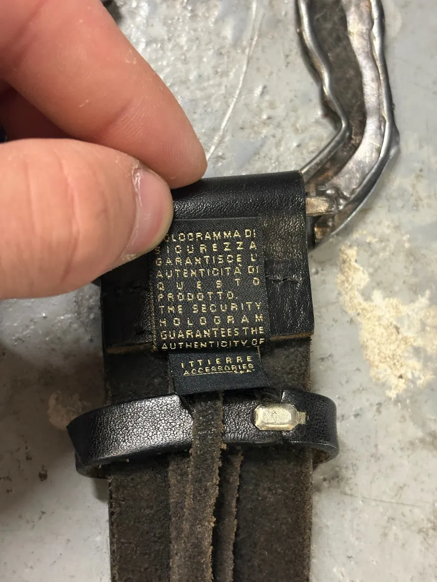 2000s Cavalli Animal Buckle Black Leather Belt - Image 7